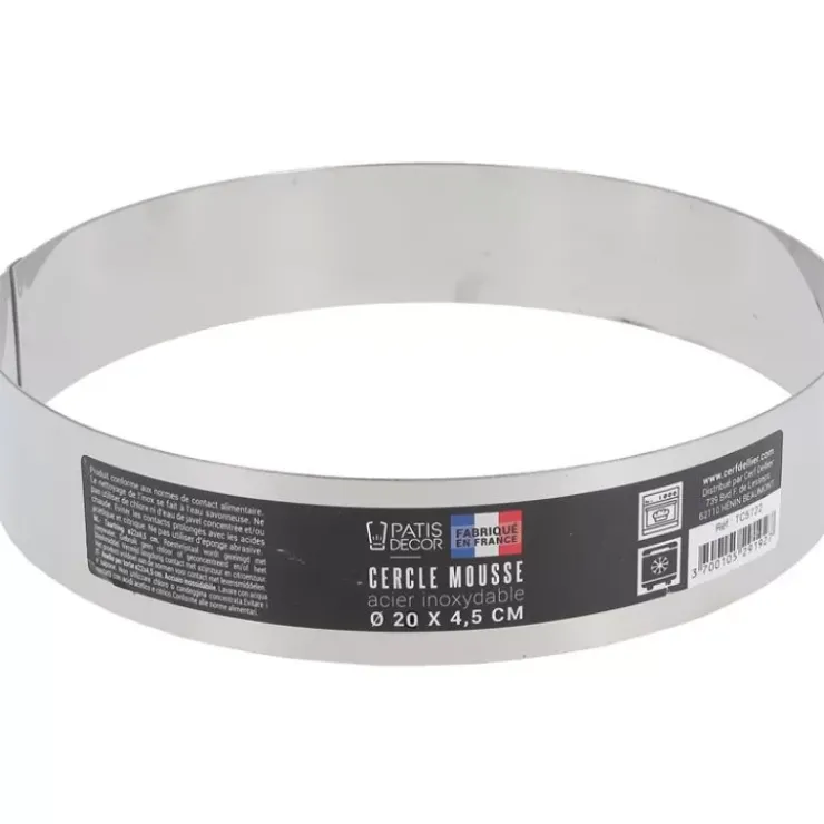 New Cerf Dellier Cercle A Mousse Inox H 4,5 Cm 20 Cm Patisdecor