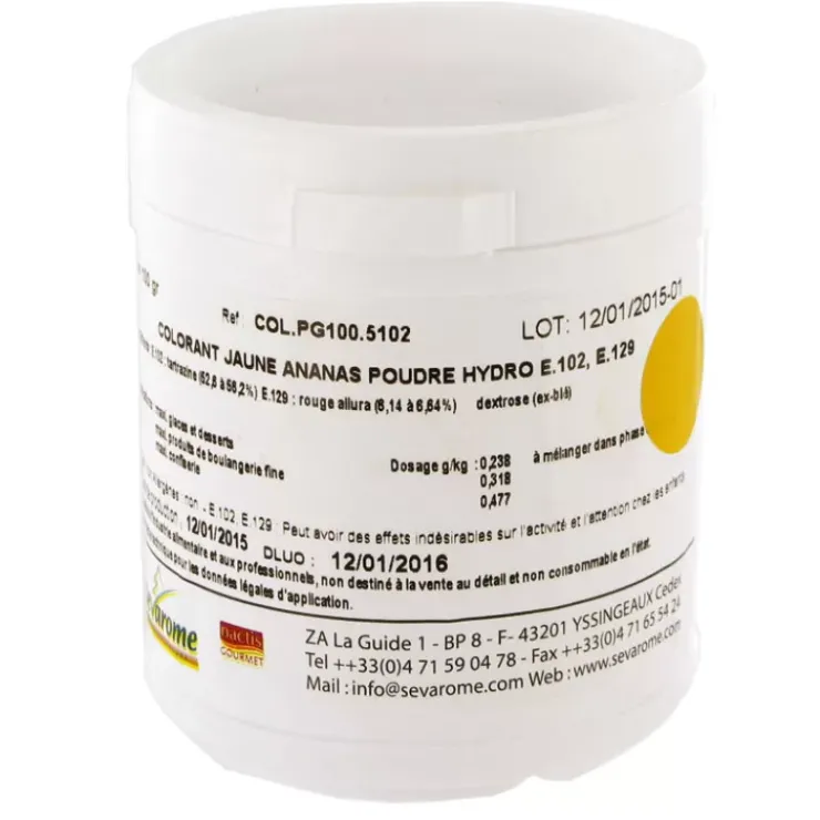Cerf Dellier Colorant Poudre Alimentaire Jaune Ananas 100 G